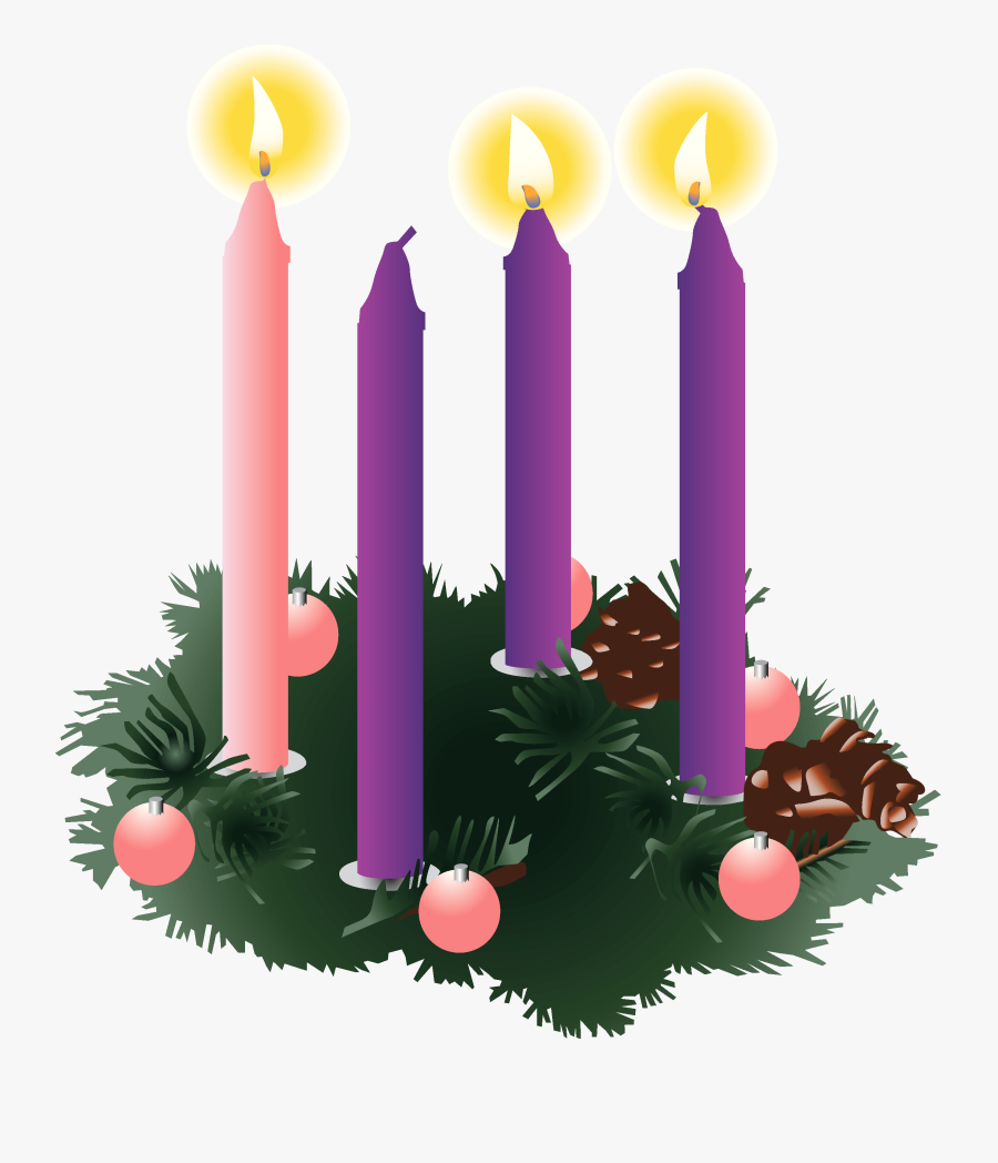 Annual Hanging Of The Greens Service - Three Advent Candles Lit, Transparent Clipart