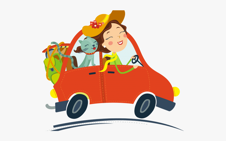 Cartoon Driving - Cat In Car Clipart, Transparent Clipart