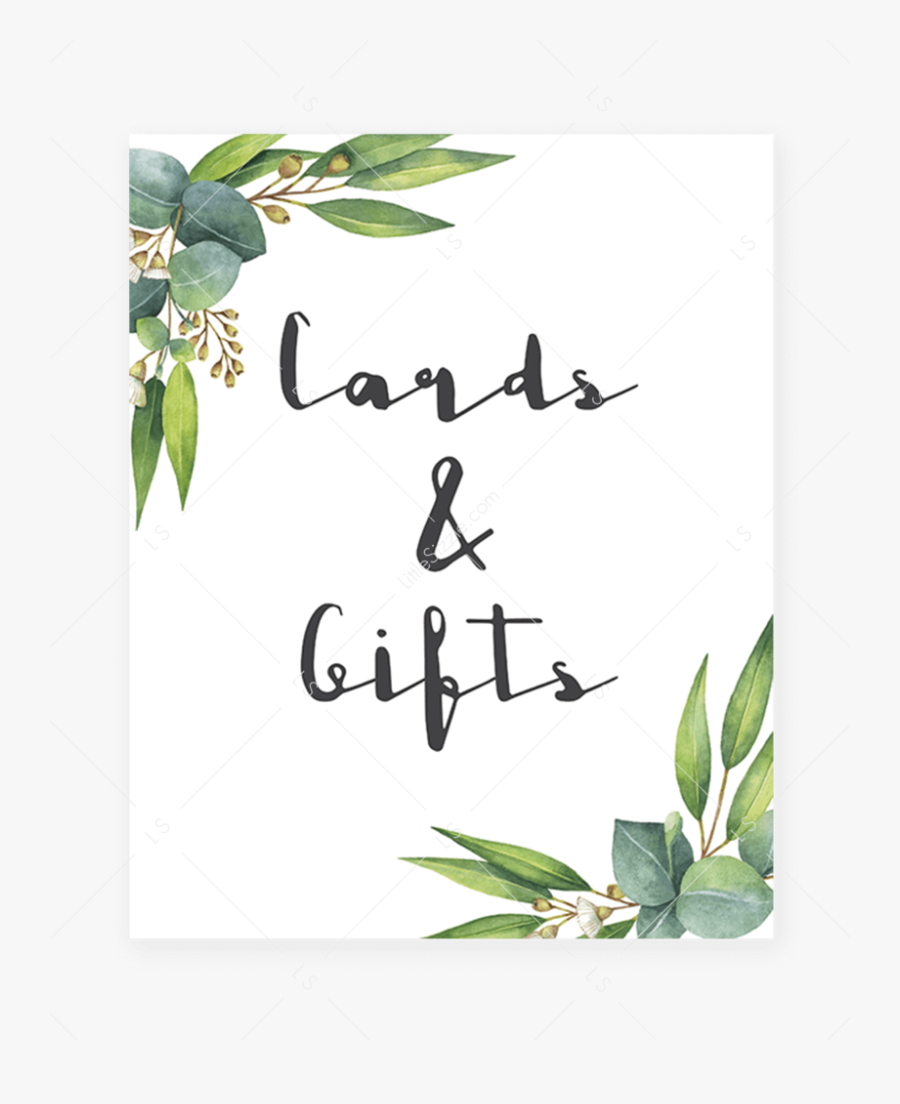 Cards & Gifts Table Sign Printable By Littlesizzle - Free Eucalyptus Clip Art, Transparent Clipart