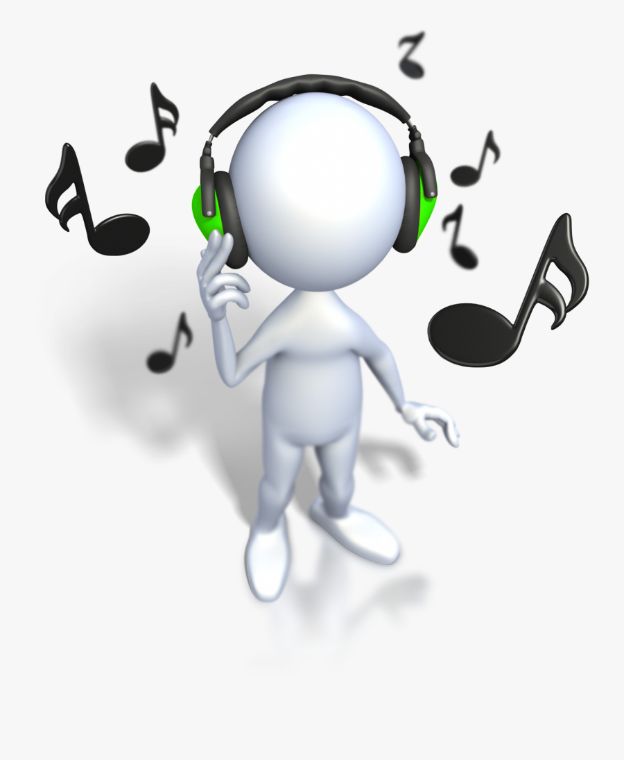 039 Eine Sprache Mit Musik Lernen - Stick Figure Listening To Music, Transparent Clipart