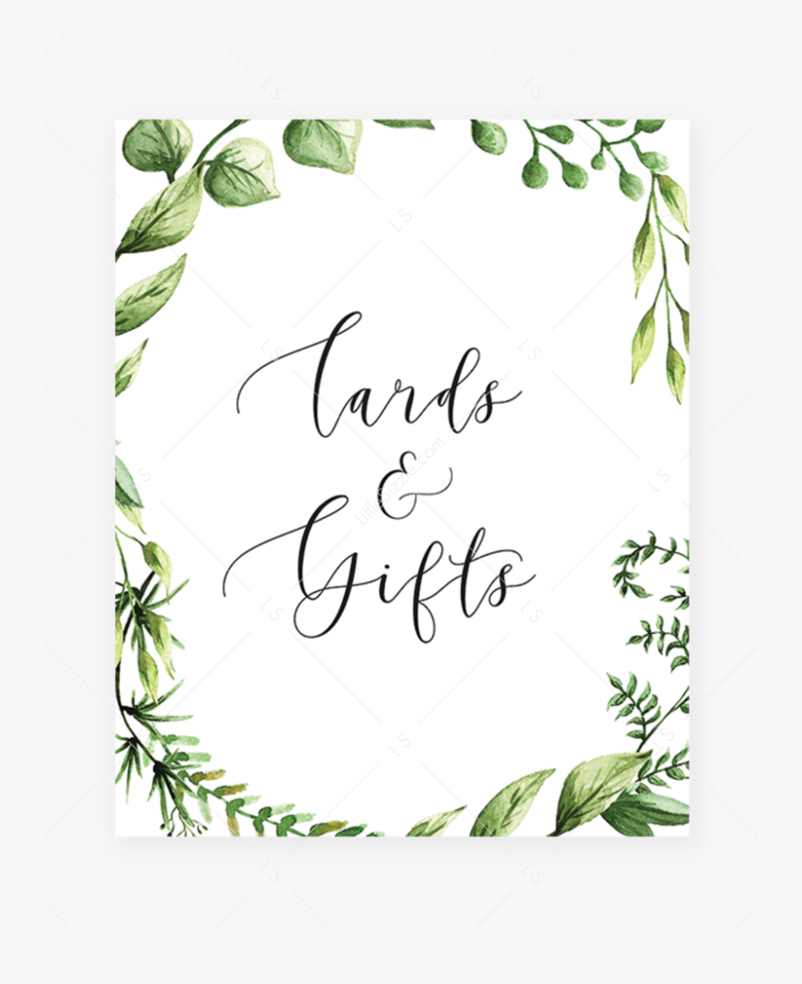 Greenery Party Decor Printable Cards And Gifts Table - Cards And Gifts Printable, Transparent Clipart