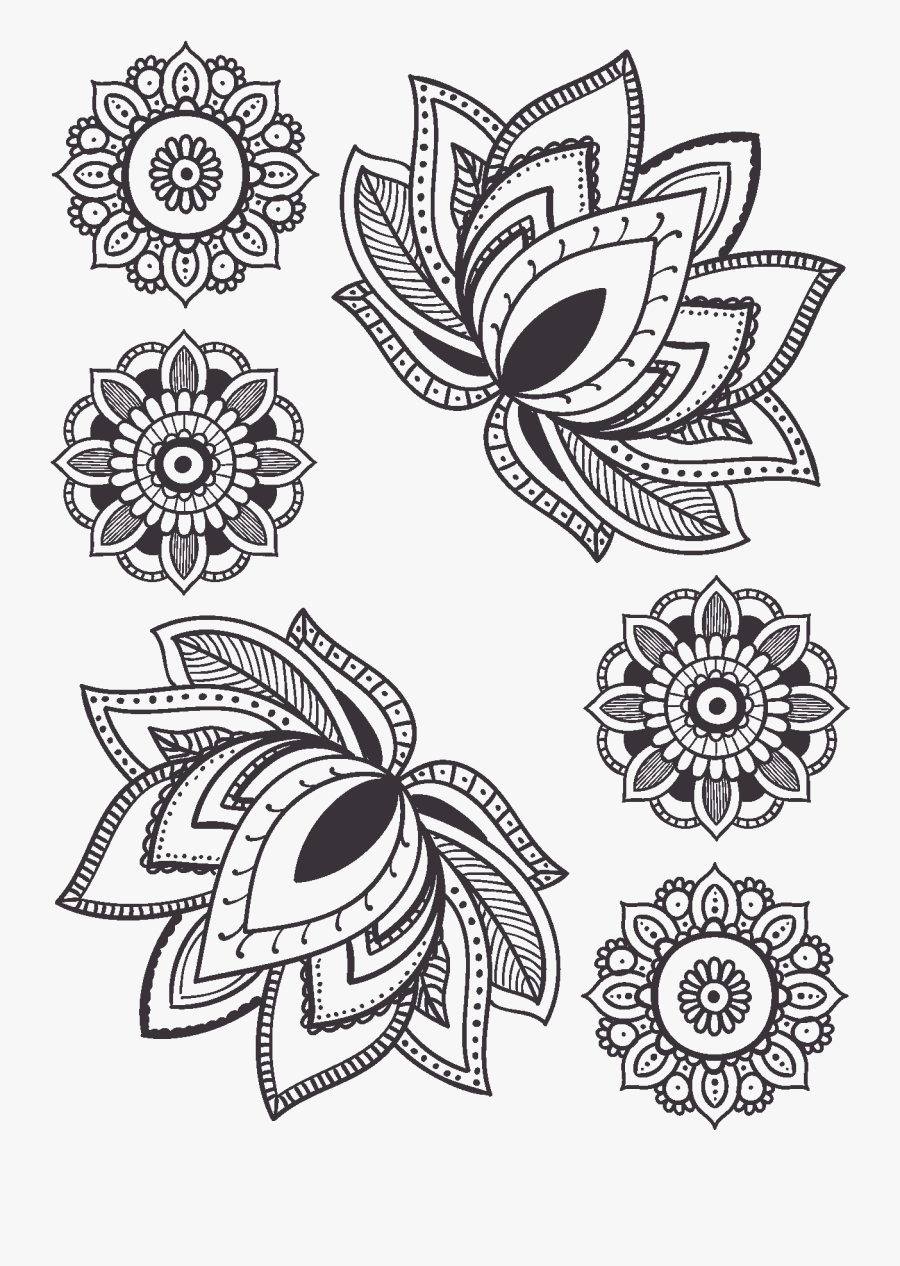 Clip Art Temporary Tattoo Water Lilies - Mandala Lily, Transparent Clipart