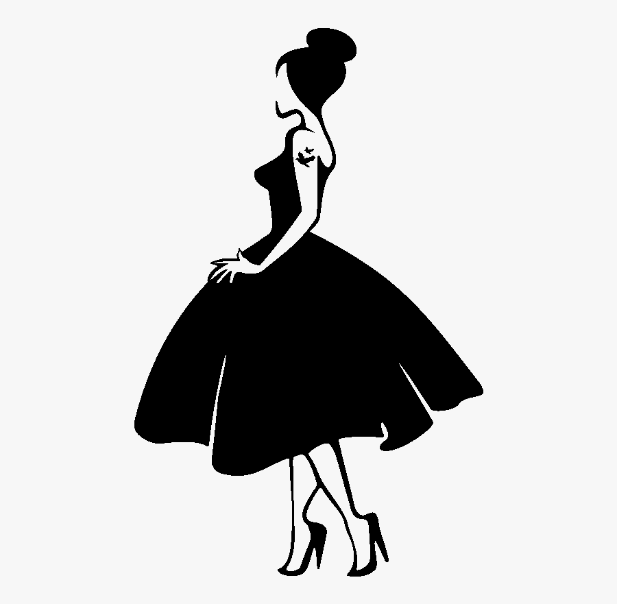 Sticker Silhouette De Femme Avec Robe De Princesse - Silhouette Femme, Transparent Clipart