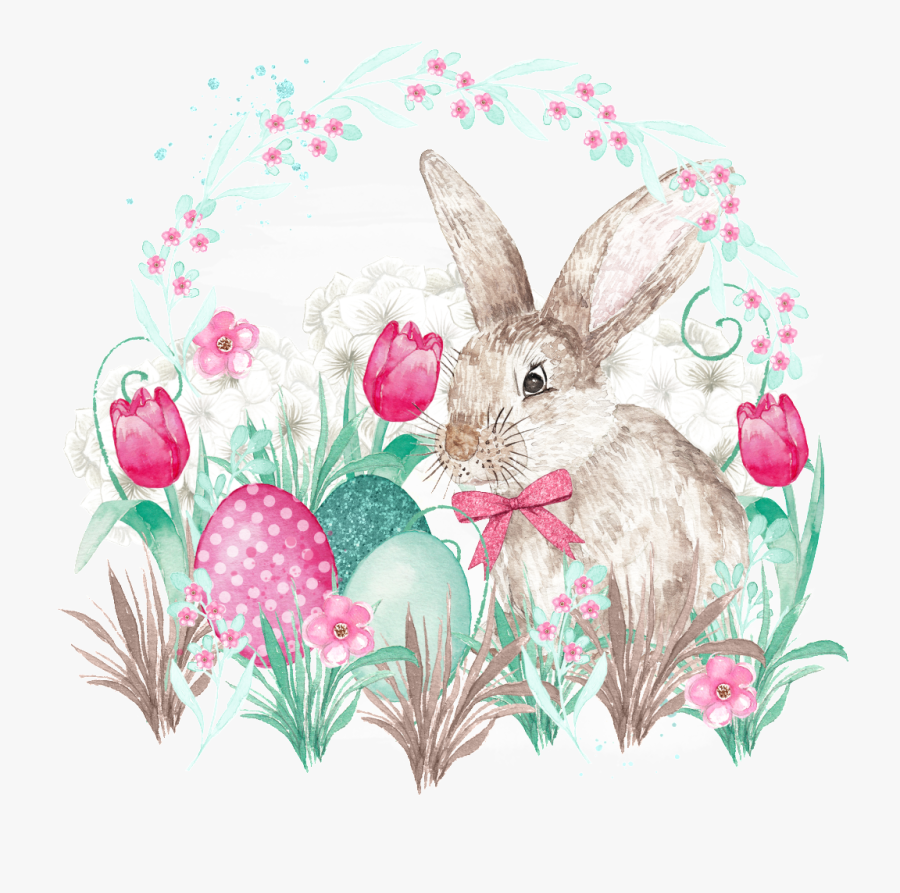 Transparent Easter Brunch Clipart - Rabbit Easter Transparent Clipart Watercolor, Transparent Clipart