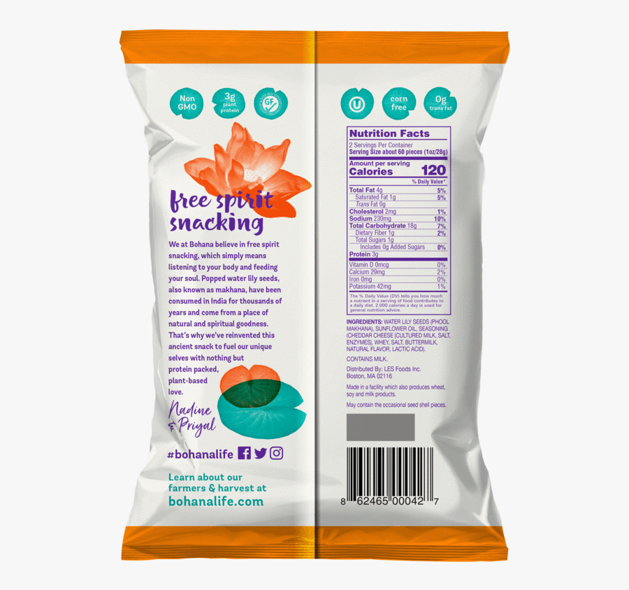 Bohana Wild White Cheddar Popped Water Lily Seeds Bag - Koi, Transparent Clipart