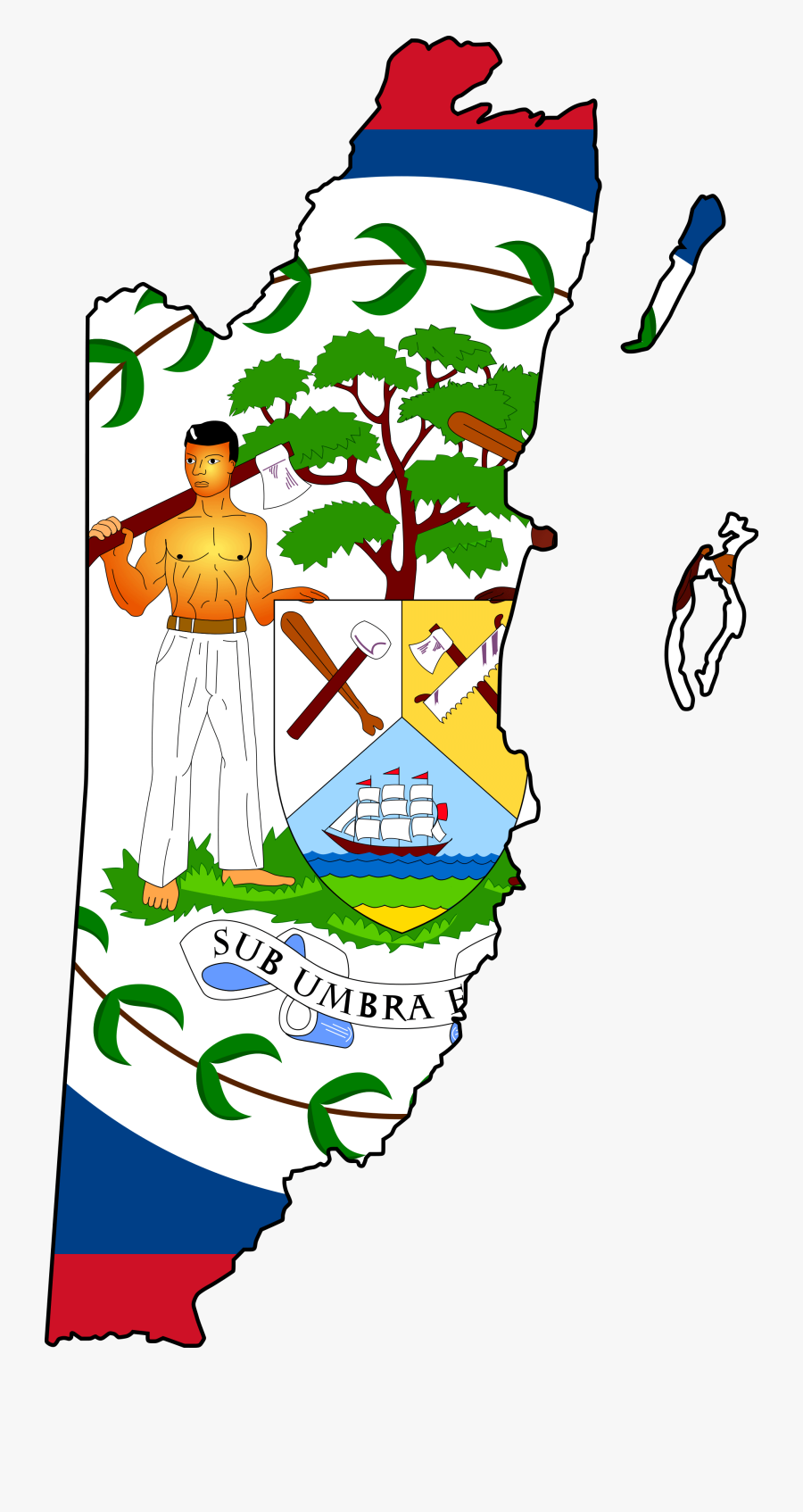 Belize Map Flag, Transparent Clipart