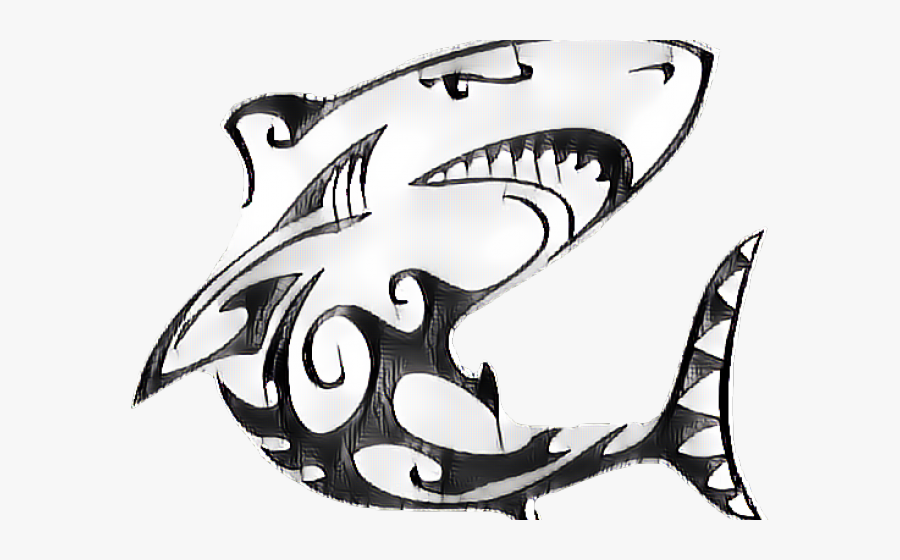 Great White Shark Clipart Outline Tattoo - Tribal Great White Shark Tattoos, Transparent Clipart