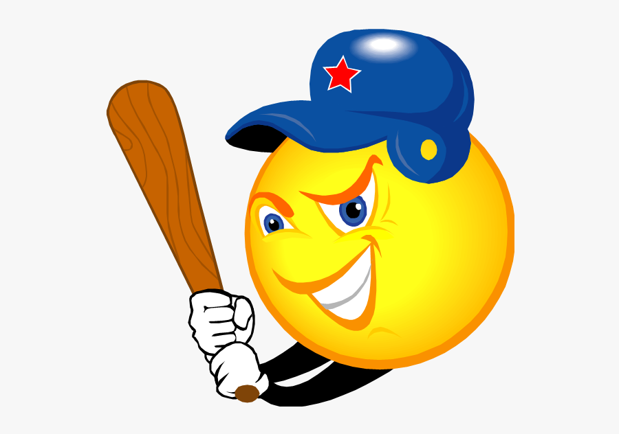 Smiley Face With Baseball Bat, Transparent Clipart