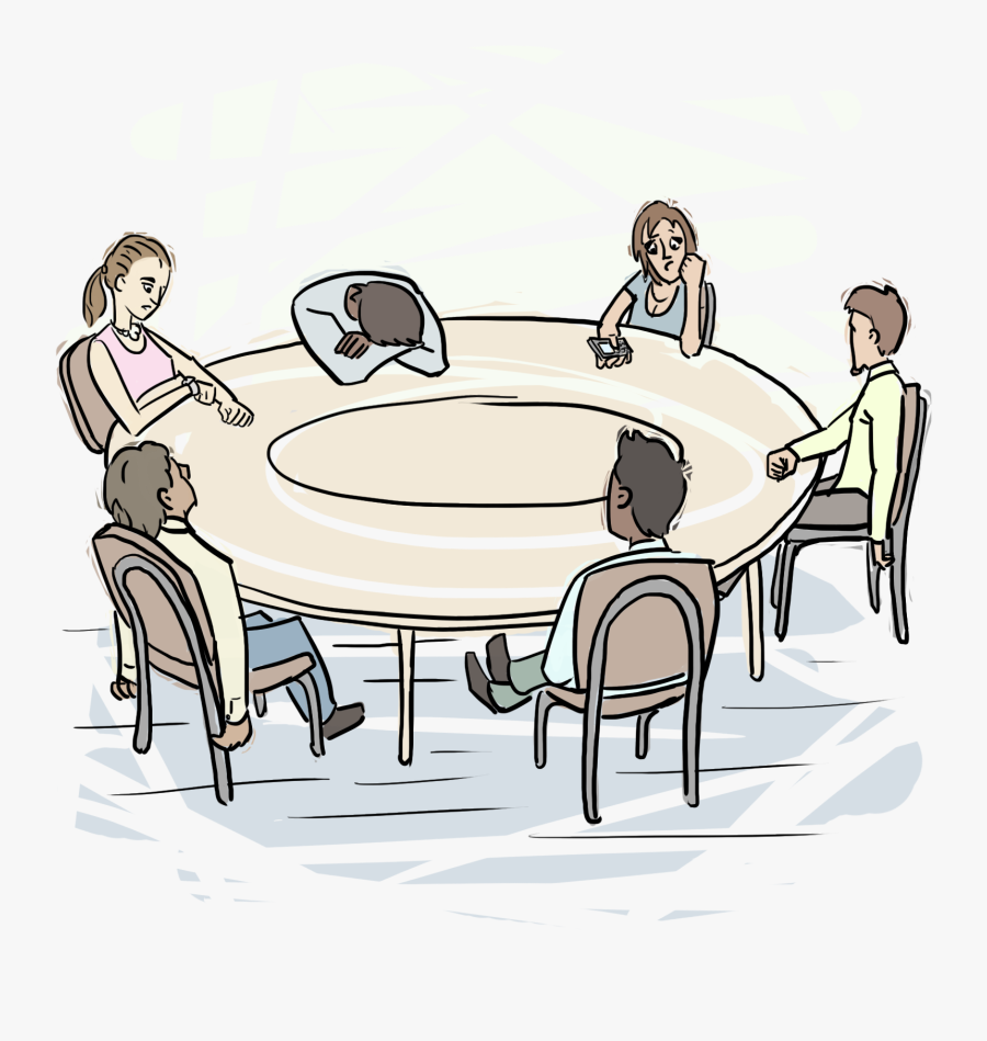 Five People At A Meeting Clipart - Cartoon, Transparent Clipart