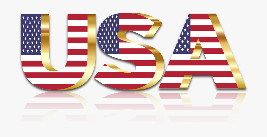 Usa Flag Typography Gold - Usa Logo Transparent Background, Transparent Clipart
