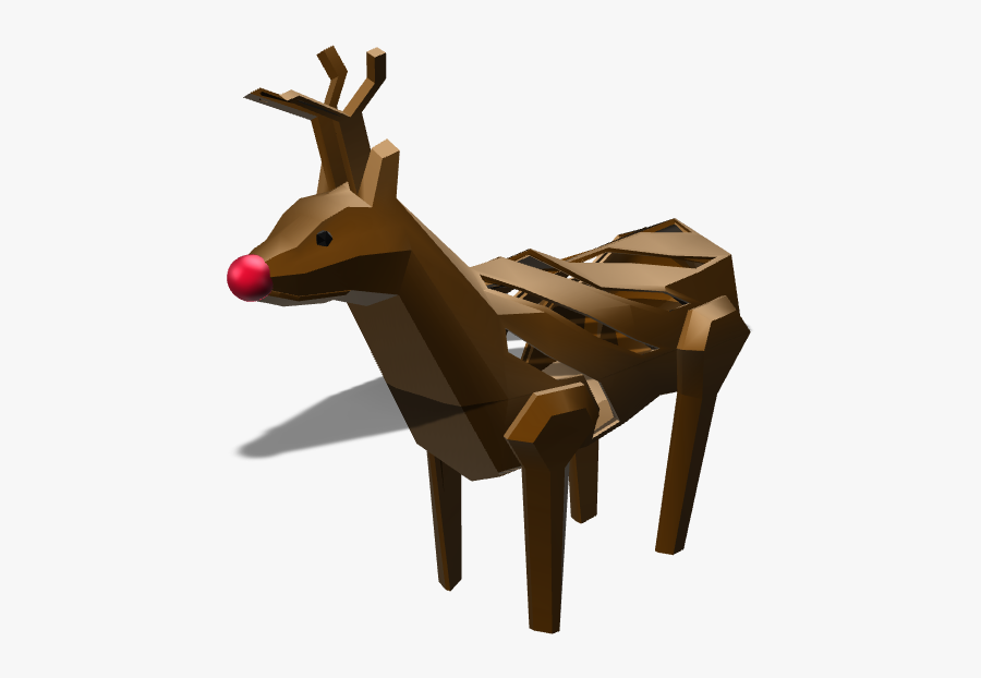Low Poly Rudolph The Red Nosed Reindeer - Reindeer, Transparent Clipart