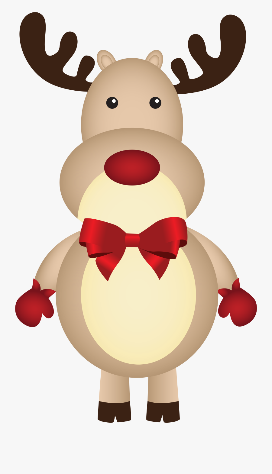 Christmas Rudolph With Bow Png Clipart Image - Christmas Rudolph Clipart, Transparent Clipart