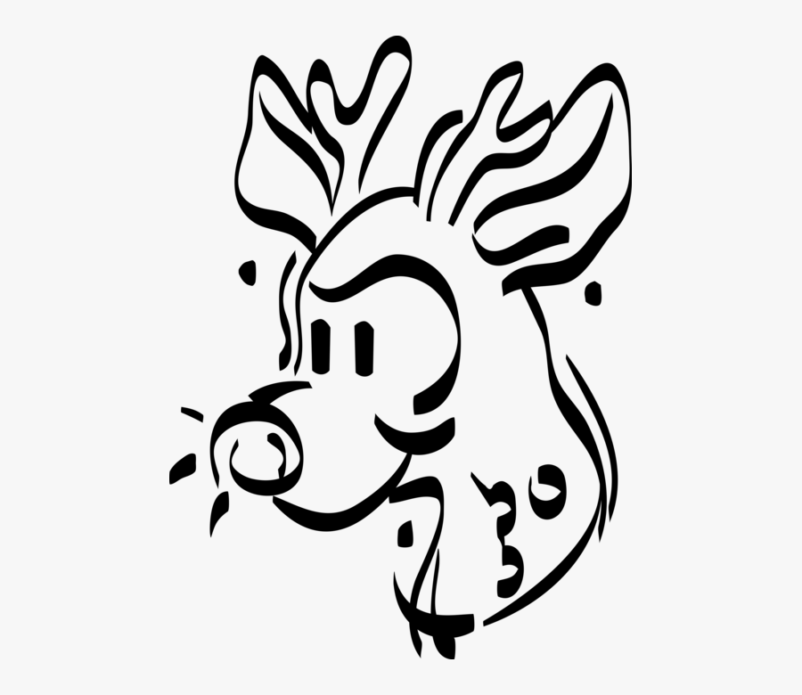 Vector Illustration Of Rudolph The Red Nosed Reindeer - Illustration, Transparent Clipart