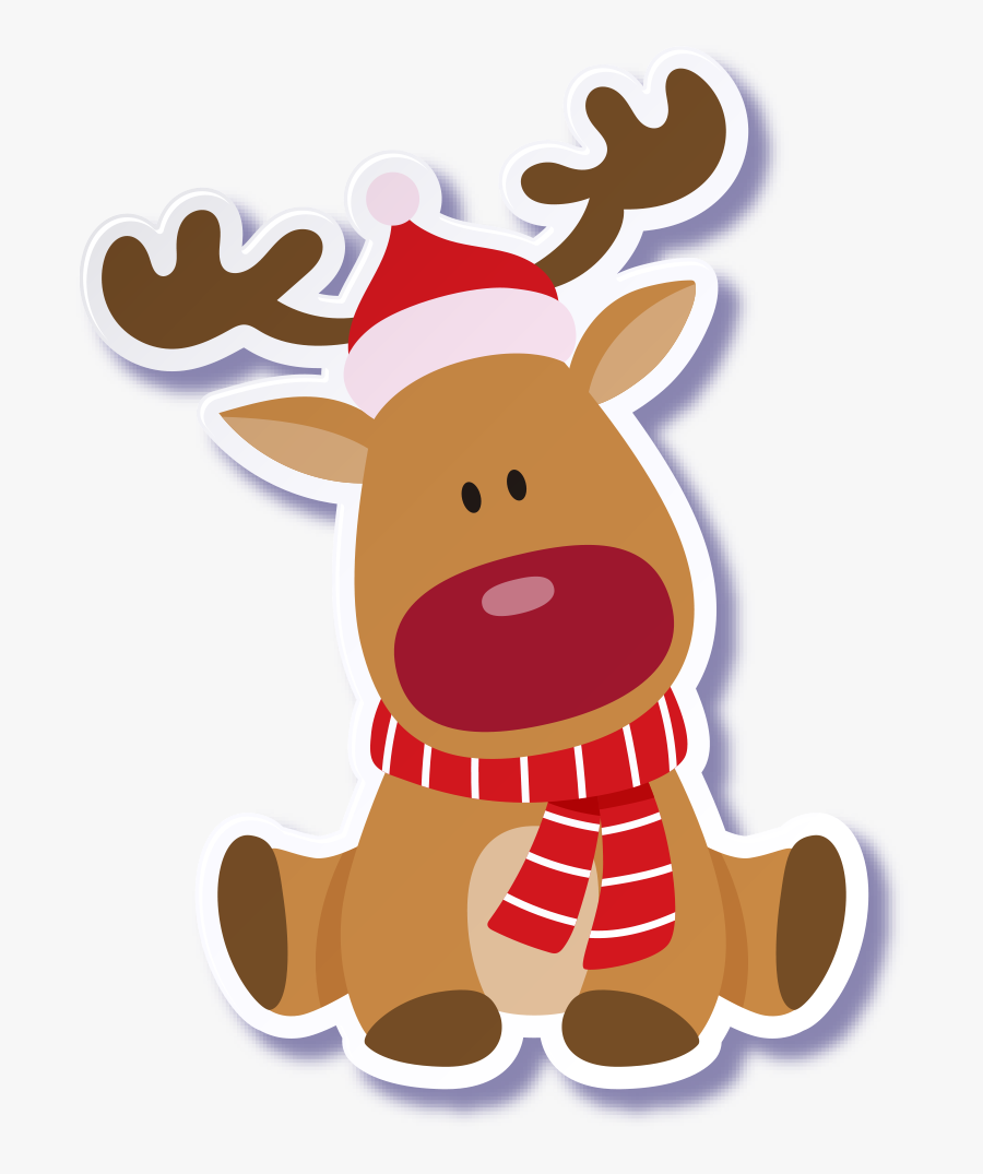 Christmas Reindeer Png Photo - Cute Santa And Rudolph, Transparent Clipart