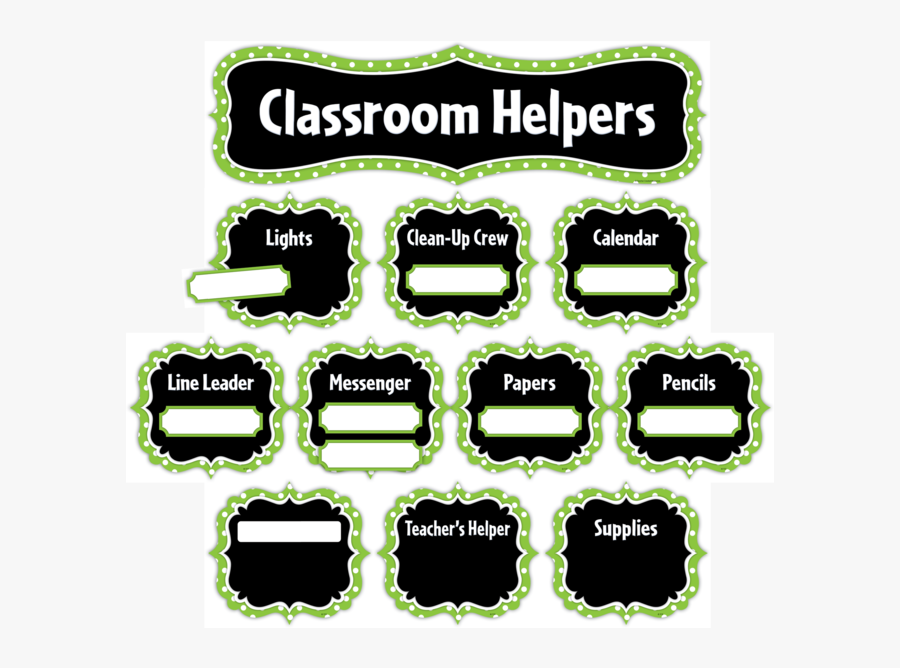 Lime Polka Dots Classroom Helpers Mini Bulletin Board - Classroom Helper, Transparent Clipart