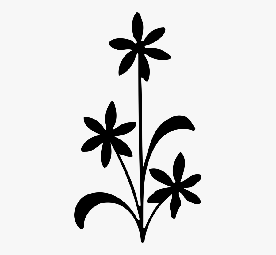 Symmetry,monochrome Photography,petal - Flower With Stem Silhouette, Transparent Clipart