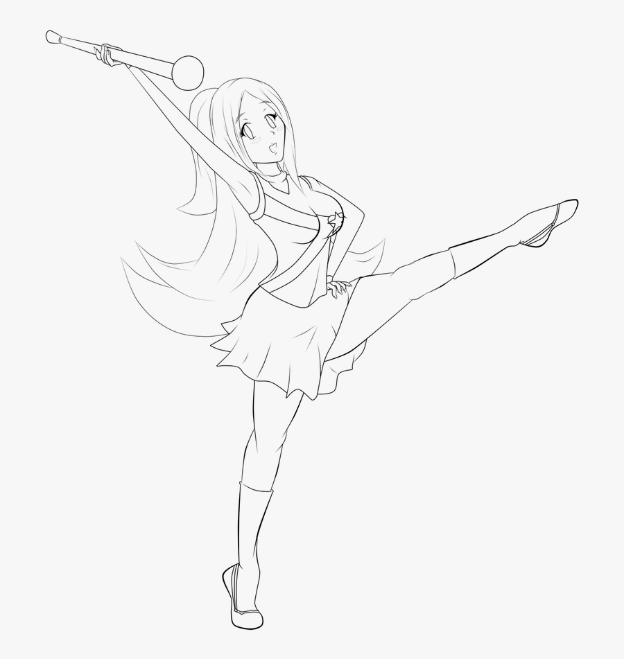 Cheer Leader Lineart - Line Art, Transparent Clipart
