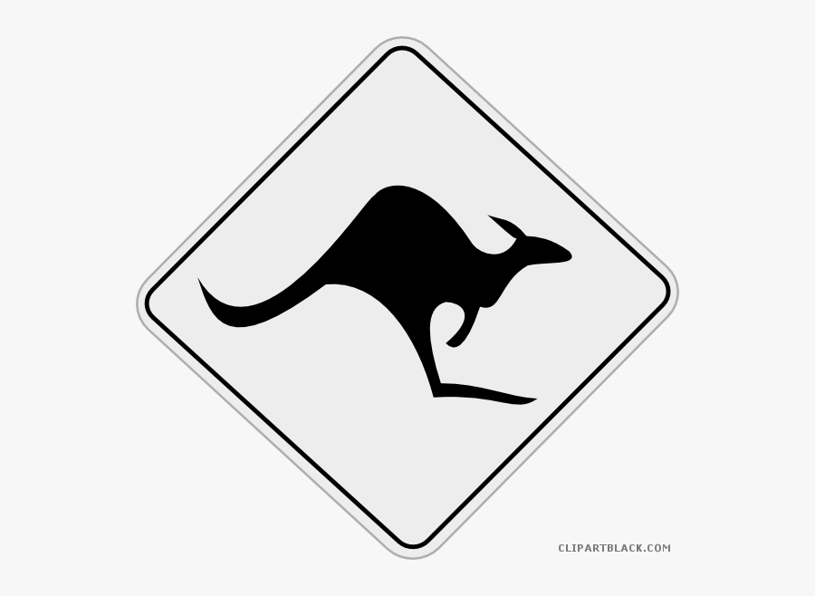 Kangaroo Road Sign Animal Free Black White Clipart, Transparent Clipart