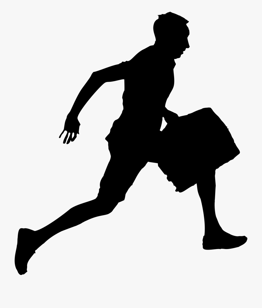 People Running Silhouette Png - Running Man Silhouette With Briefcase, Transparent Clipart