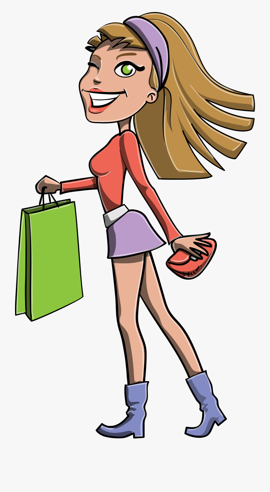 Transparent Blonde Girl Png - Cartoon Girl Shopping Png, Transparent Clipart
