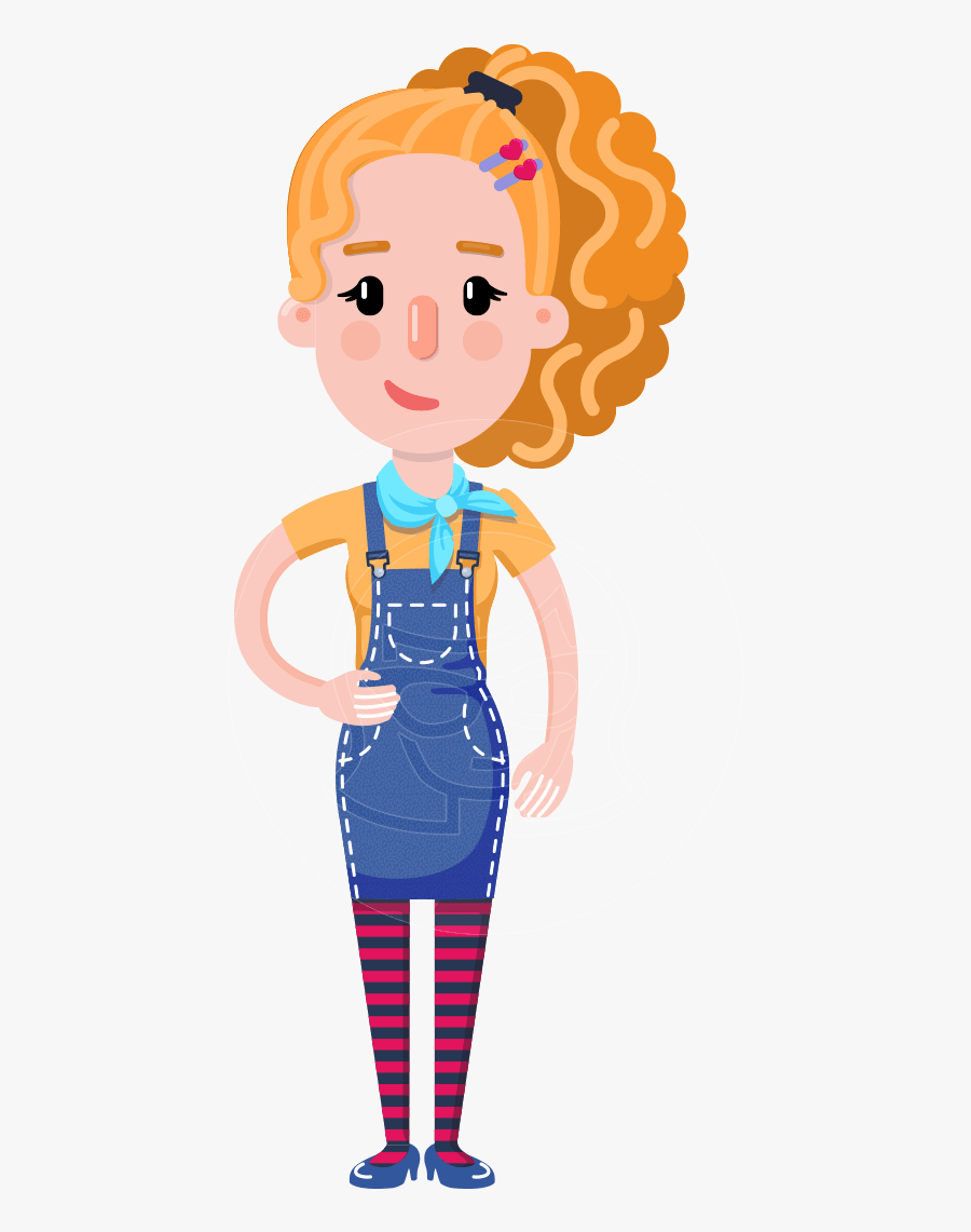 Cute Blonde Girl In Flat Style Cartoon Character - Blond Hair Girl Clip Art Transparent, Transparent Clipart