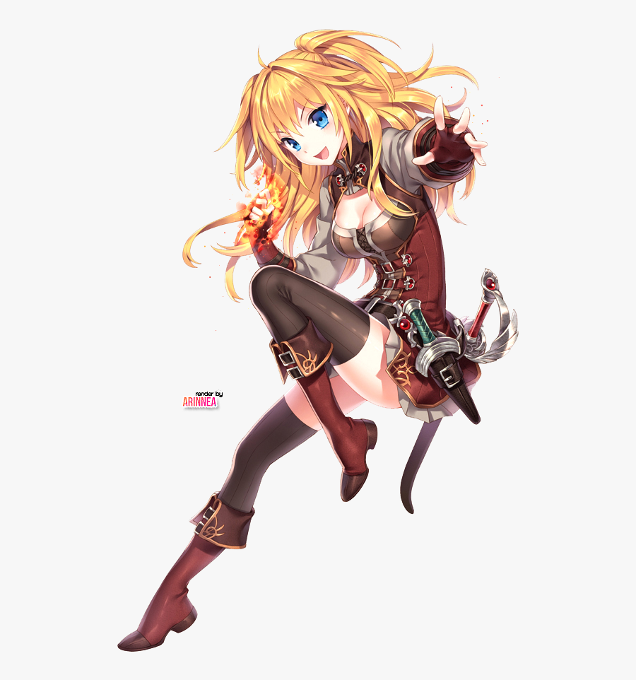 Blonde Hair Anime Pirate Girl - Anime Girl Blonde Hair Blue Eyes, Transparent Clipart