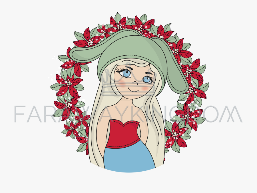 Blonde Christmas Portrait Girl Cartoon Vector Illustration - صور عيد ميلاد حوريه البحر, Transparent Clipart