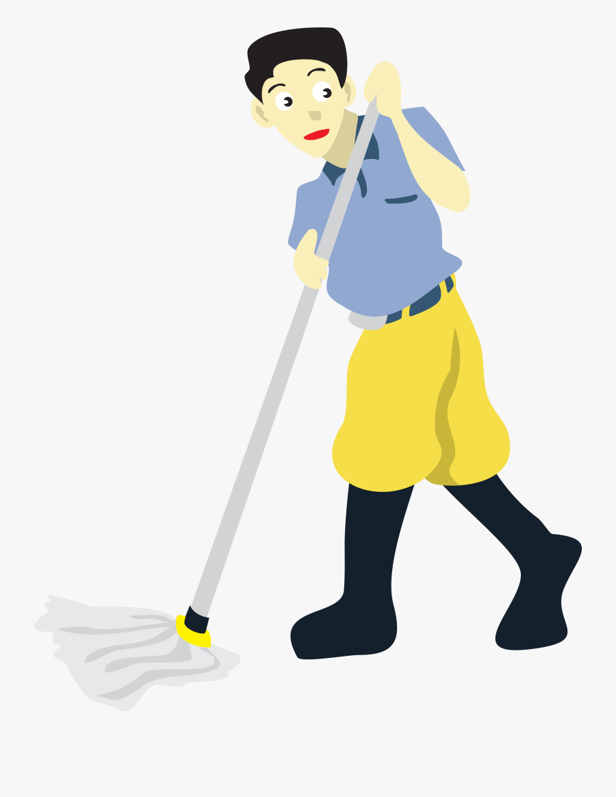 Transparent Mop Png - Man Mopping Clipart, Transparent Clipart