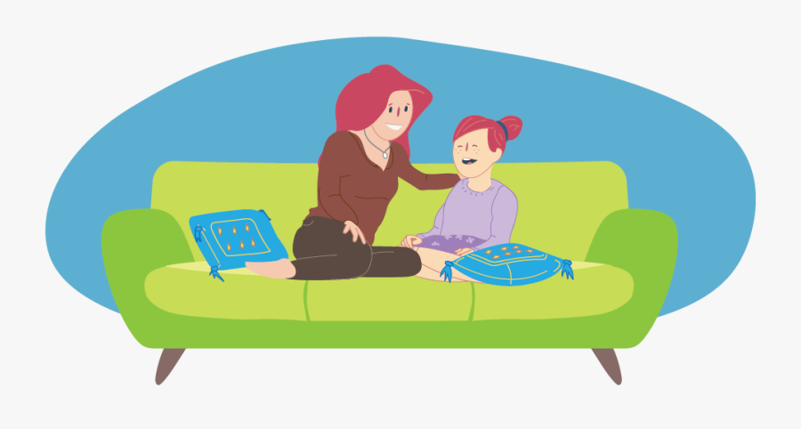 Girl And Parent Sitting Together On Couch And Talking - Talking To Parents Clipart, Transparent Clipart