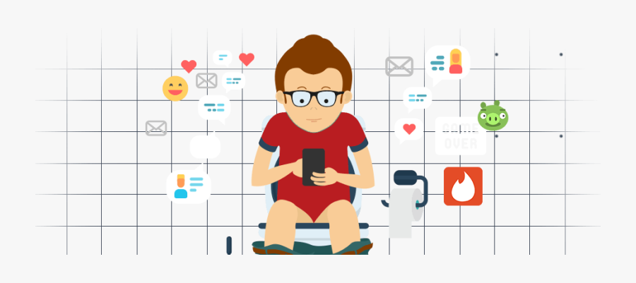 Man Using A Phone On The Toilet - Phone On The Toilet, Transparent Clipart