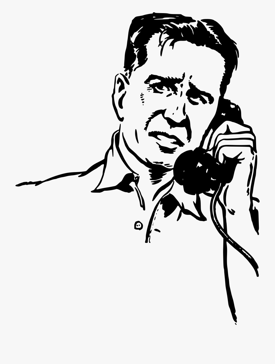 On The Phone Big - Phone Call Clipart Black And White, Transparent Clipart