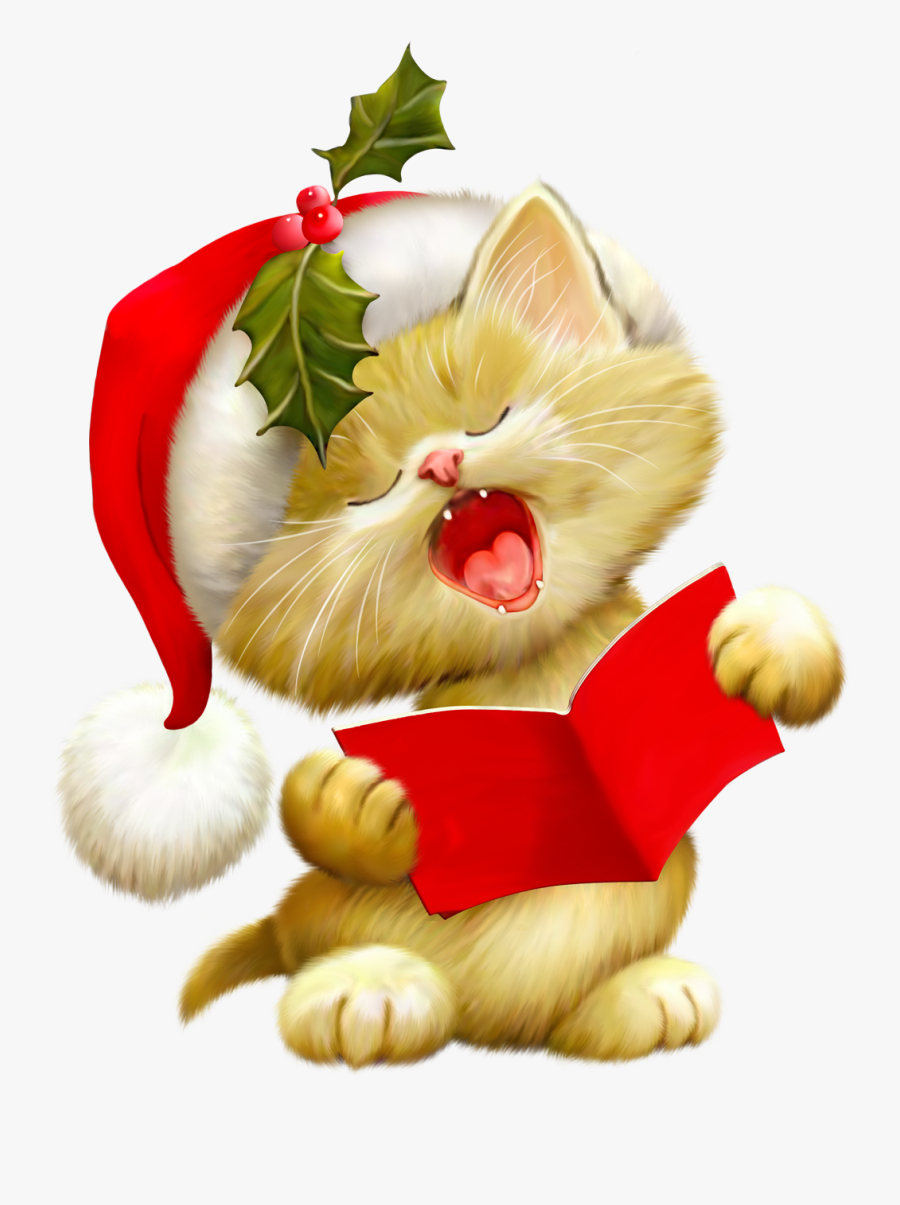 Christmas Cat Clip Art - Good Night Cute Christmas, Transparent Clipart