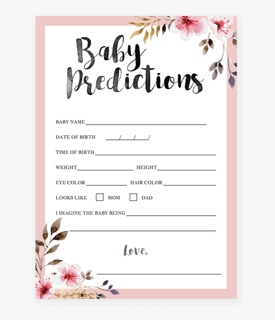 Baby Shower Prediction Cards Printable Free