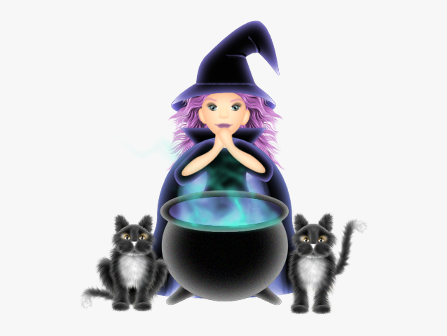 Witch With Cat Halloween Cartoon Clip Art Cute Clip - Witches Black