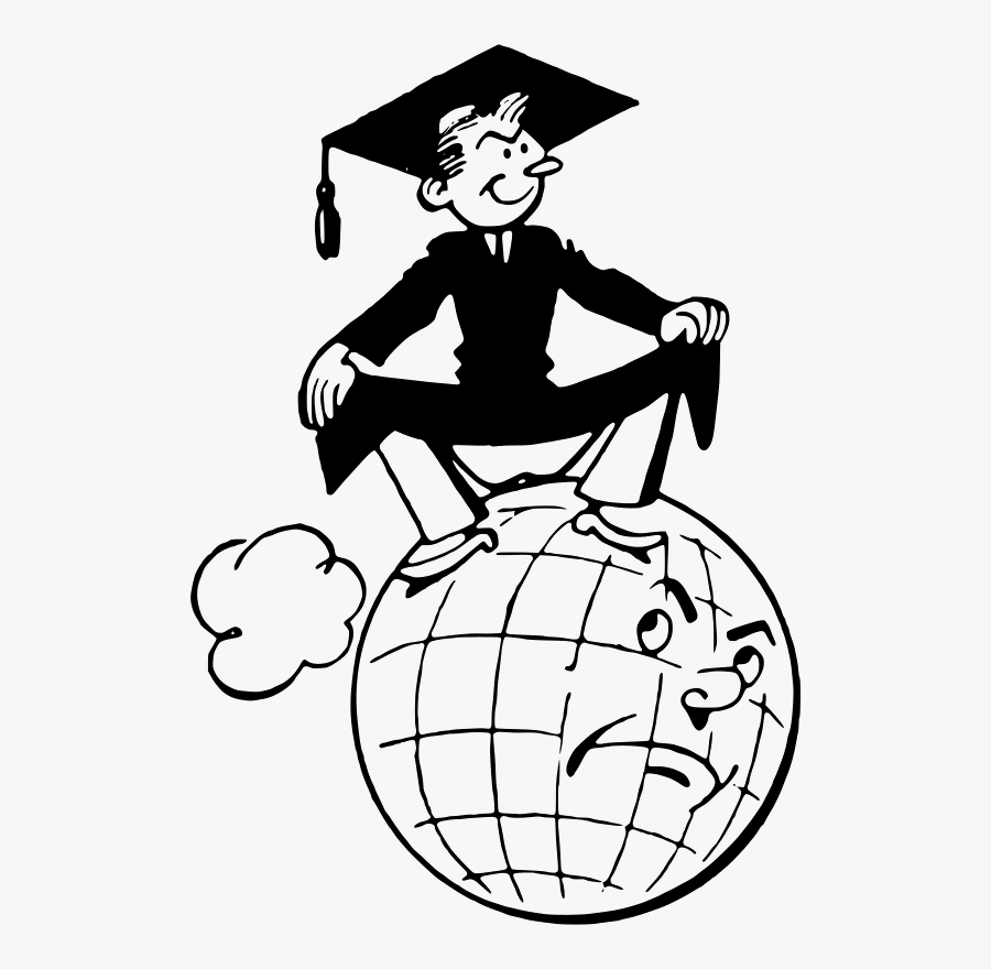 A Graduate Student At The Top Of The World - Clip Arts Education Black And White, Transparent Clipart