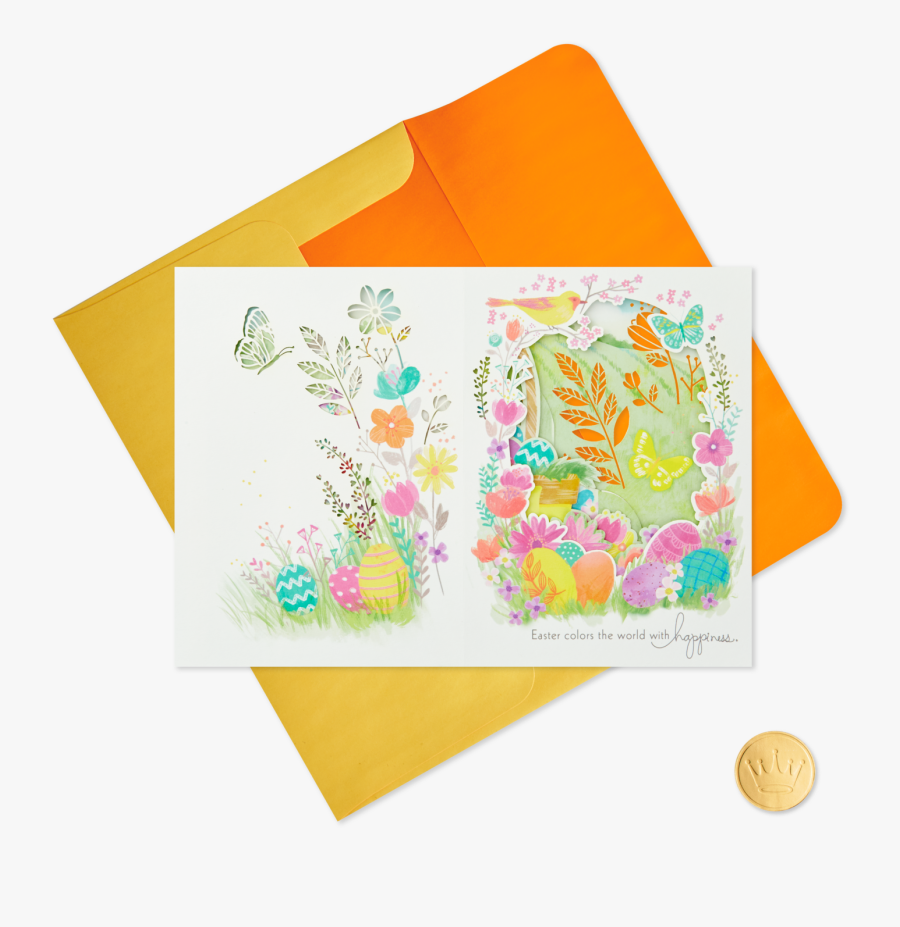 Color The World With Happiness Pop Up Shadow Box Easter - Paper, Transparent Clipart