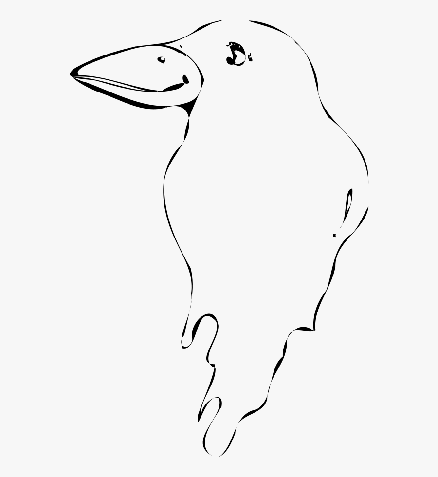Flossk Outline Simple Clipart, Vector Clip Art Online, - غراب أبيض وأسود, Transparent Clipart