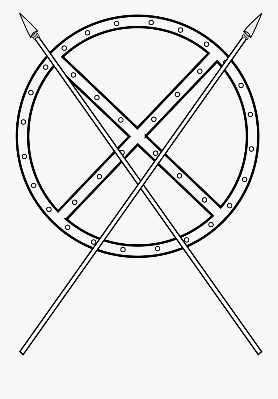 Round Shield And Crossed Spears Clip Arts, Transparent Clipart