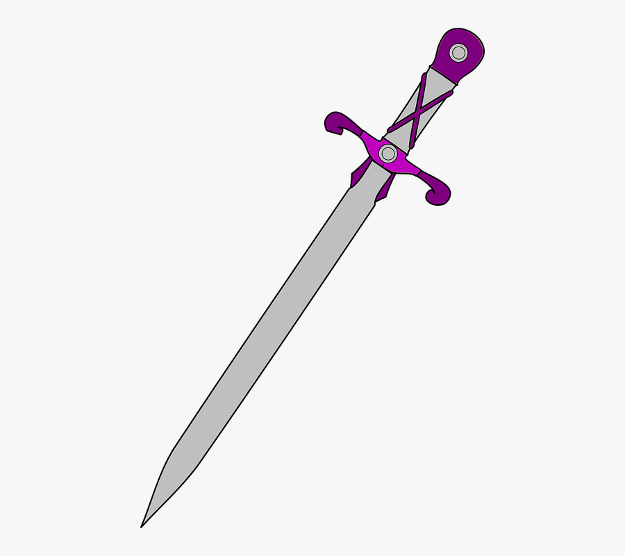 Sword, Gray, Purple, Weapon, Isolated, Grey, Metal - Sword Purple, Transparent Clipart
