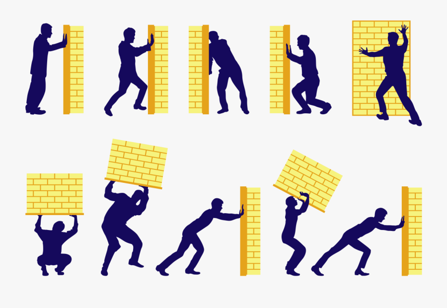 Transparent Husband And Wife Clipart - Stick Person Pushing On A Wall, Transparent Clipart