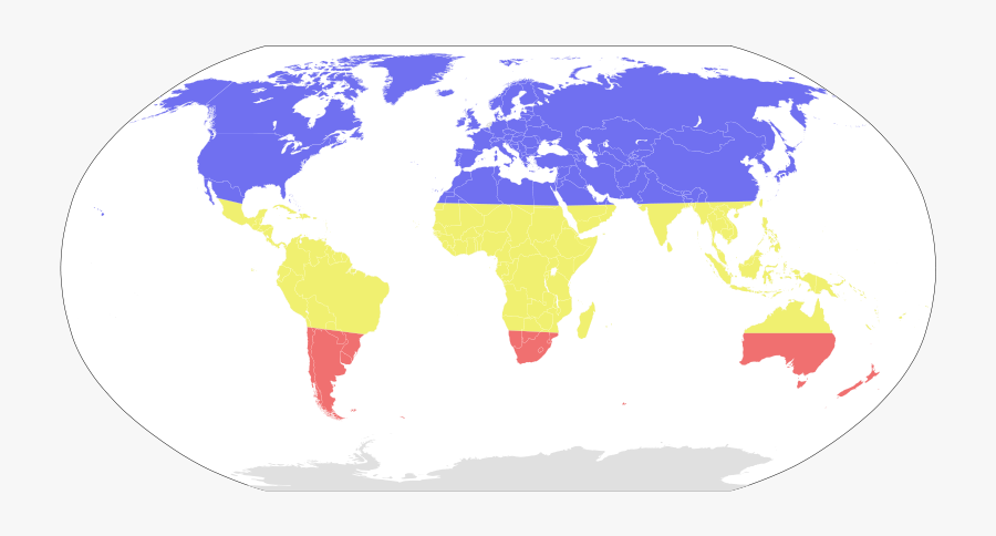 Seasonal Risk Areas [influenza] - Left And Right Politics World Map, Transparent Clipart