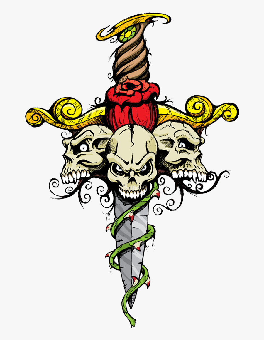 Clip Art T Shirt Illustration Transprent - Skulls And Daggers, Transparent Clipart