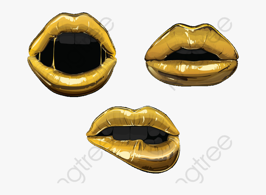 Transparent Gold Lips Clipart - Transparent Gold Tumblr Png, Transparent Clipart