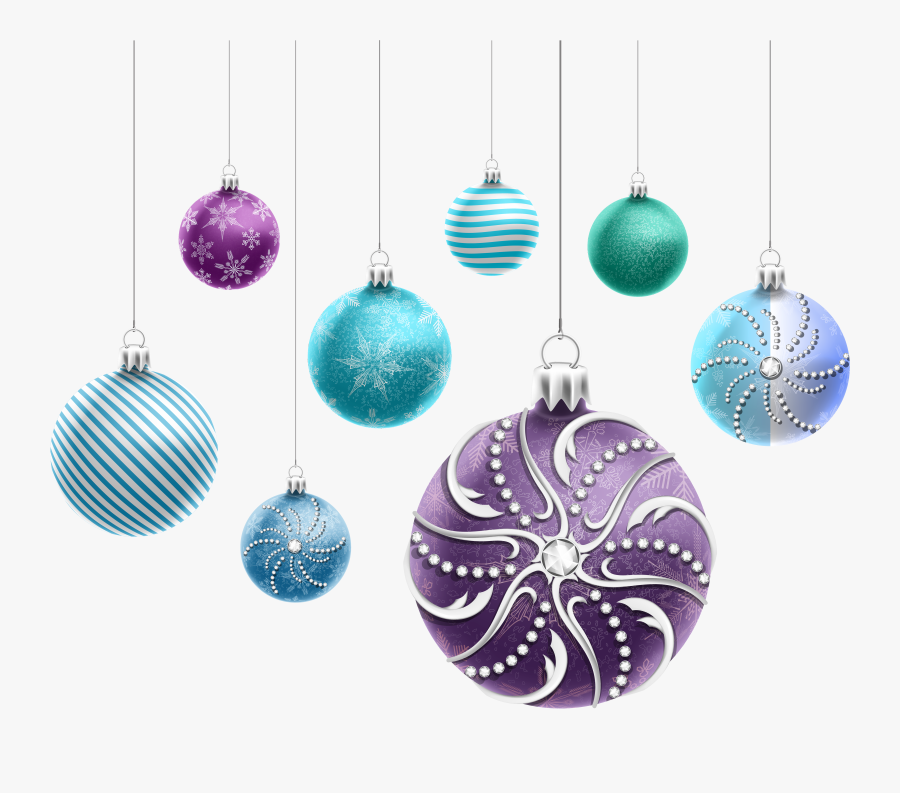 Beautiful Christmas Ornaments Png Clipart Image​ - Blue And Purple Christmas Lights Clipart, Transparent Clipart