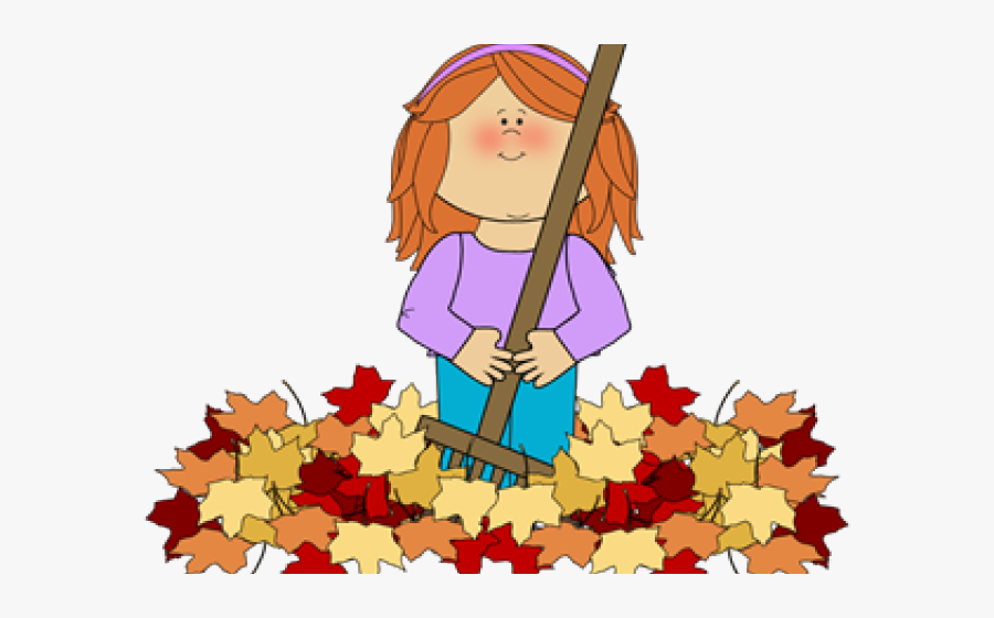 Transparent Girl Falling Png - Raking Leaves Clip Art, Transparent Clipart