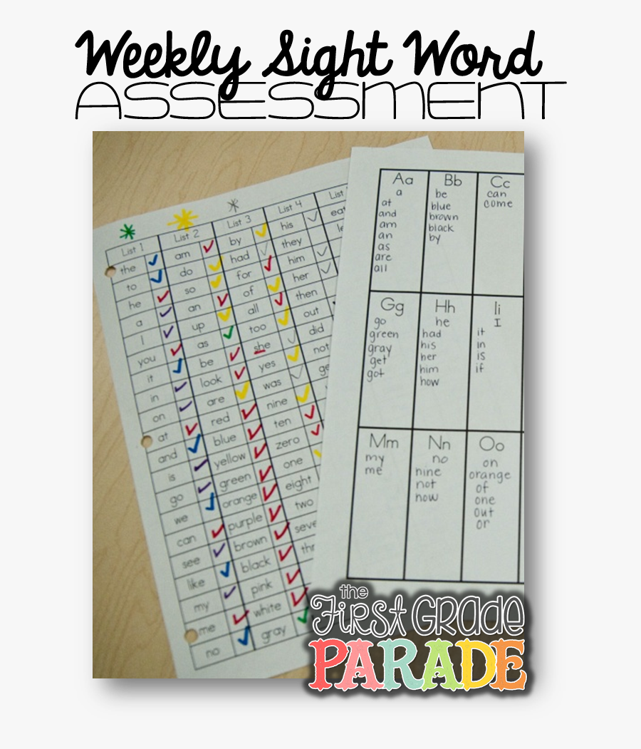 Fry Word Assessment Checklist, Transparent Clipart