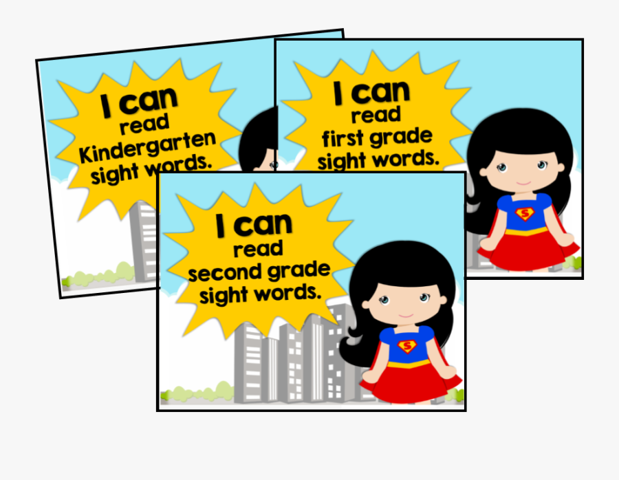 Superhero Sight Words Clipart, Transparent Clipart
