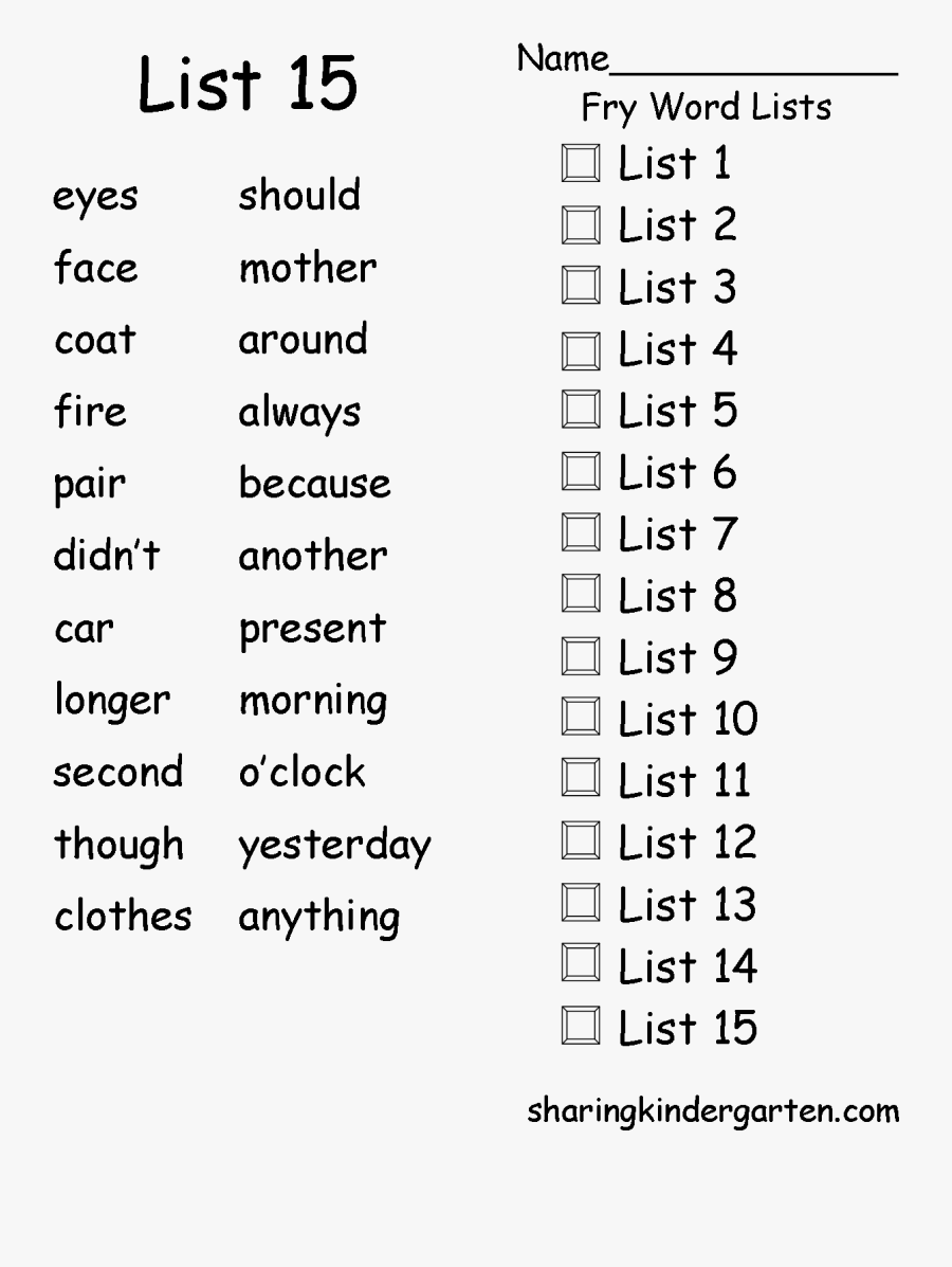 15 Rhyming Words, Transparent Clipart