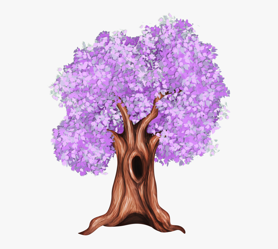 Purple Tree Drawing, Transparent Clipart