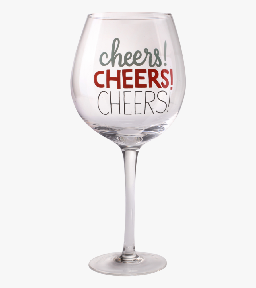Wine Glass With Three Text Of Cheers - Wine Glass, Transparent Clipart